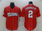 Marlins #2 Jazz Chisholm Jr Red 2021 City Connect Cool Base Jersey