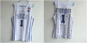 Duke Blue Devils #1 Kyrie Irving White College Basketball Jersey