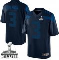 Nike Seattle Seahawks #3 Russell Wilson Steel Blue Super Bowl XLVIII NFL Drenched Limited Jersey
