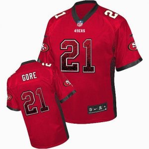 Nike San Francisco 49ers #21 Frank Gore Red Jersey(Elite Drift Fashion)