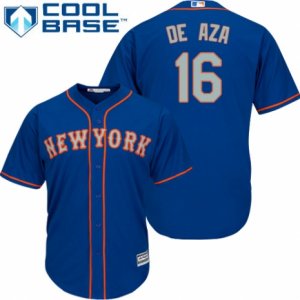 Men\'s Majestic New York Mets #16 Alejandro De Aza Authentic Royal Blue Alternate Road Cool Base MLB Jersey