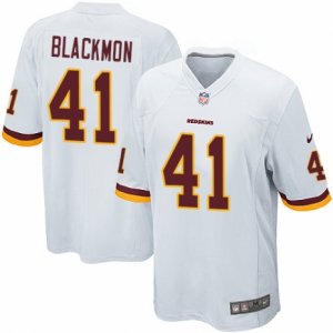 Mens Nike Washington Redskins #41 Will Blackmon Game White NFL Jersey