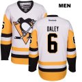 Mens Pittsburgh Penguins #6 Trevor Daley Reebok White Away Premier Player Jersey