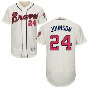 Men\'s Majestic Atlanta Braves #24 Kelly Johnson Cream Flexbase Authentic Collection MLB Jersey