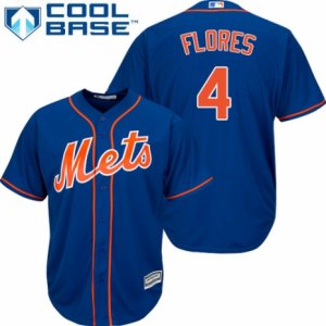 Men\'s Majestic New York Mets #4 Wilmer Flores Authentic Royal Blue Alternate Home Cool Base MLB Jersey