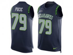 Mens Nike Seattle Seahawks #79 Ethan Pocic Limited Steel Blue Player Name & Number Tank Top NFL Jersey