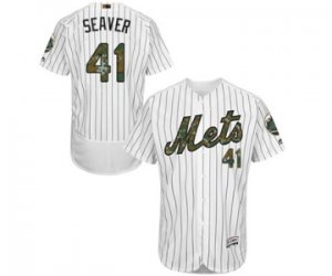 Men\'s Majestic New York Mets #41 Tom Seaver Authentic White 2016 Memorial Day Fashion Flex Base MLB Jersey