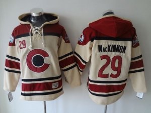 NHL Colorado Avalanche #29 Nathan MacKinnon Cream Sawyer Hooded Jerseys