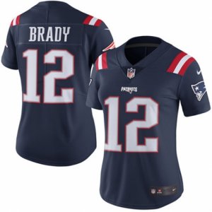 Women\'s Nike New England Patriots #12 Tom Brady Limited Navy Blue Rush NFL Jersey