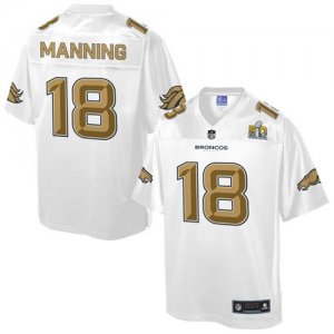 Nike Denver Broncos #18 Peyton Manning White Men NFL Pro Line Super Bowl 50 Fashion Game Jersey