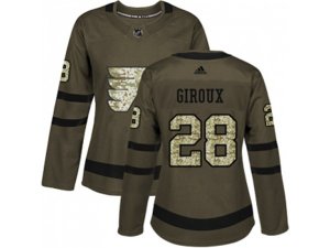 Women Adidas Philadelphia Flyers #28 Claude Giroux Green Salute to Service Stitched NHL Jersey