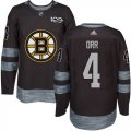 Mens Boston Bruins #4 Bobby Orr Black 1917-2017 100th Anniversary Stitched NHL Jersey
