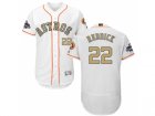 Men Houston Astros #22 Josh Reddick White FlexBase Authentic 2018 Gold Program Stitched Baseball Jersey