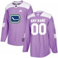Mens Vancouver Canucks Purple Adidas Hockey Fights Cancer Custom Practice Jersey