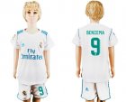 2017-18 Real Madrid 9 BENZEMA Home Youth Soccer Jersey