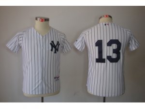 Youth New York Yankees #13 Alex Rodriguez White Jerseys(Black Stripe)