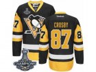 Mens Reebok Pittsburgh Penguins #87 Sidney Crosby Premier Black Gold Third 2017 Stanley Cup Champions NHL Jersey