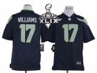 2015 Super Bowl XLIX Nike NFL Seattle Seahawks #17 Mike Williams Blue Game Jerseys