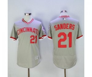 Men Cincinnati Reds #21 Sanders Majestic Grey Flexbase Authentic Cooperstown Player Jersey