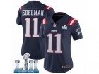 Women Nike New England Patriots #11 Julian Edelman Limited Navy Blue Rush Vapor Untouchable Super Bowl LII NFL Jersey