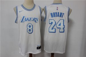 Lakers #8 & 24 Kobe Bryant White 2020-21 City Edition Nike Swingman Jersey