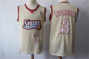 76ers #3 Allen Iverson Cream Hardwood Classics Jersey