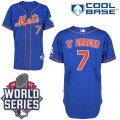 New York Mets #7 Travis d'Arnaud Blue Alternate Home Cool Base W 2015 World Series Patch Stitched MLB Jersey