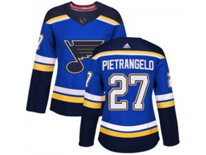 Women Adidas St. Louis Blues #27 Alex Pietrangelo Blue Home Authentic Stitched NHL Jersey