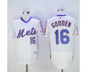 Men New York Mets #16 Dwight Gooden Majestic White Alternate Flexbase Authentic Collection Player Jersey