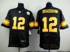 Nike Pittsburgh Steelers #12 Terry Bradshaw Black Jerseys(Gold No Elite)