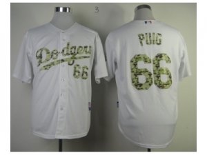 mlb jerseys los angeles dodgers #66 puig white[number camo]