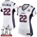 Womens Nike New England Patriots #22 Justin Coleman Elite White Super Bowl LI 51 NFL Jersey