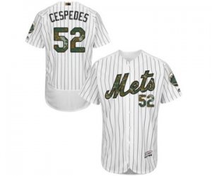 Men\'s Majestic New York Mets #52 Yoenis Cespedes Authentic White 2016 Memorial Day Fashion Flex Base MLB Jersey