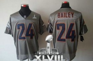 Nike Denver Broncos #24 Champ Bailey Grey Shadow Super Bowl XLVIII NFL Elite Jersey