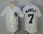 Yankees #7 Mickey Mantle White Youth Cool Base Jersey