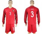 Portugal #3 Pepe Home Long Sleeves Soccer Country Jersey