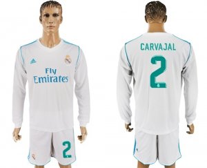 2017-18 Real Madrid 2 CARVAJAL Home Long Sleeve Soccer Jersey