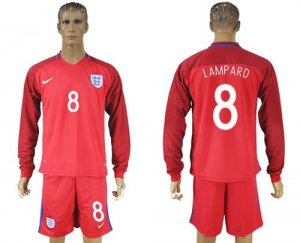 England #8 Lampard Away Long Sleeves Soccer Country Jersey