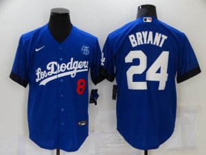 Dodgers #8 & 24 Kobe Bryant Royal 2021 City Connect Cool Base Jersey