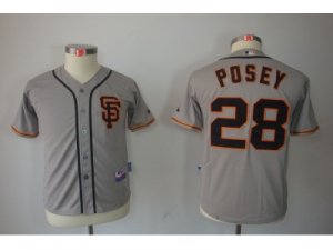 Youth San Francisco Giants #28 Buster Posey Grey 2012 Jerseys