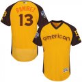 Men's Majestic Boston Red Sox #13 Hanley Ramirez Yellow 2016 All-Star American League BP Authentic Collection Flex Base MLB Jersey