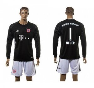 Bayern Munchen #1 Neuer Goalkeeper Black Long Sleeves Soccer Club Jersey