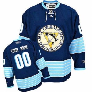 Men\'s Reebok Pittsburgh Penguins Customized Authentic Navy Blue Third Vintage NHL Jersey
