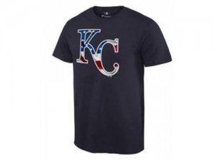 Mens Kansas City Royals USA Flag Fashion T-Shirt Navy Blue