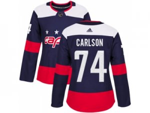 Women Adidas Washington Capitals #74 John Carlson Navy Authentic 2018 Stadium Stitched NHL Jersey