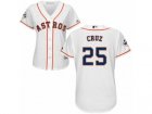 Women Majestic Houston Astros #25 Jose Cruz Jr. Replica White Home 2017 World Series Bound Cool Base MLB Jersey