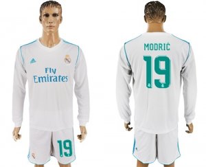 2017-18 Real Madrid 19 MODRIC Home Long Sleeve Soccer Jersey