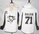 Mens Pittsburgh Penguins #71 Evgeni Malkin White Pullover Hoodie Stitched NHL Jersey