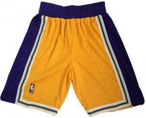 Mens Los Angeles Lakers Yellow Hardwood Classics Soul Swingman Throwback Shorts