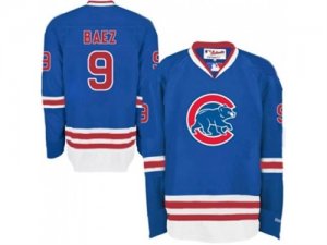 Chicago Cubs #9 Javier Baez Blue Long Sleeve Stitched MLB Jersey